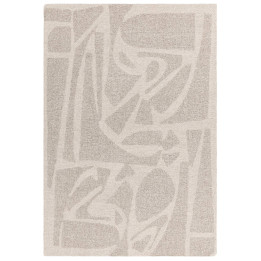 Tappeto Loxley astratto beige chiaro e tortora 1
