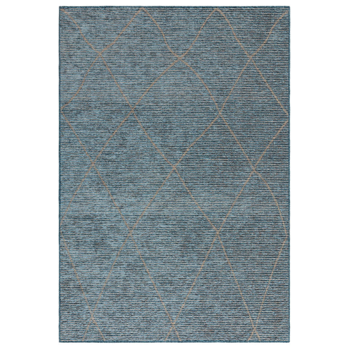 Tappeto Mulberry geometrico blu e beige 160x230