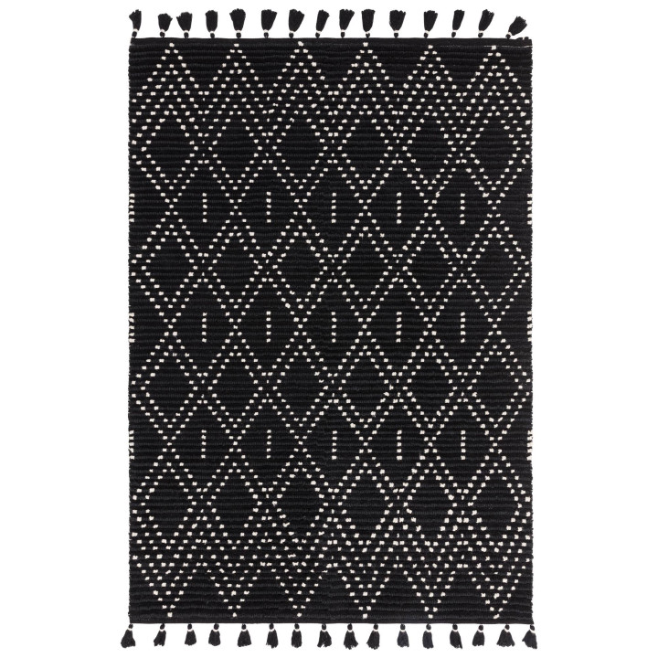 Tappeto Nepal geometrico nero e bianco 120x170 c
