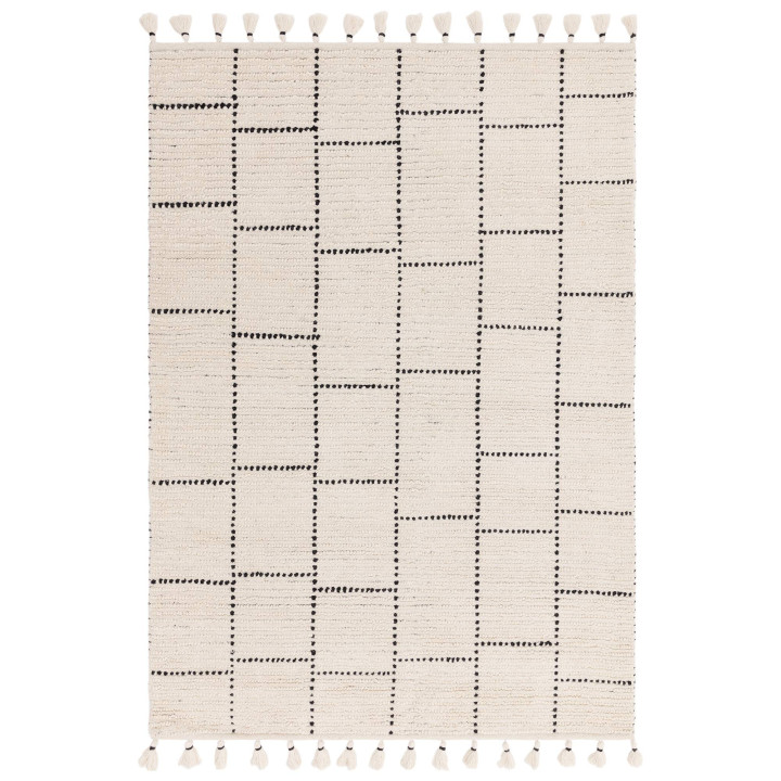 Rug Nepal geometric beige black 200x290 cm