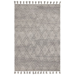 Tappeto Nepal geometrico grigio chiaro argento e