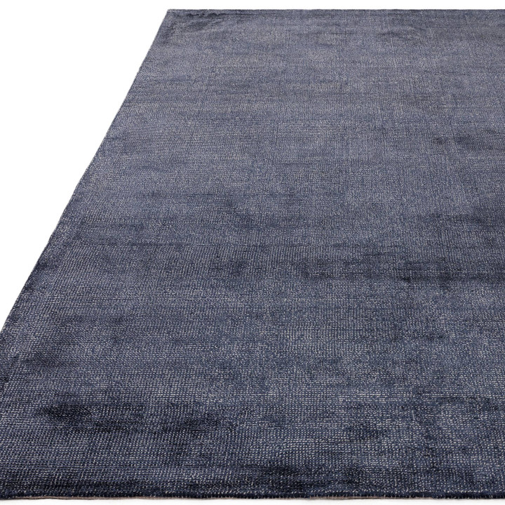 Tappeto Aston tinta unita blu scuro e blu pavone