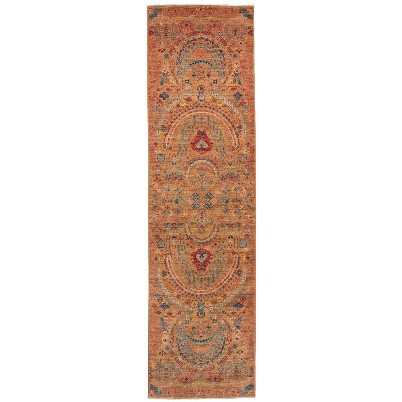 Rug Shahi Fine Pakistan 79x305 Terracotta Blue