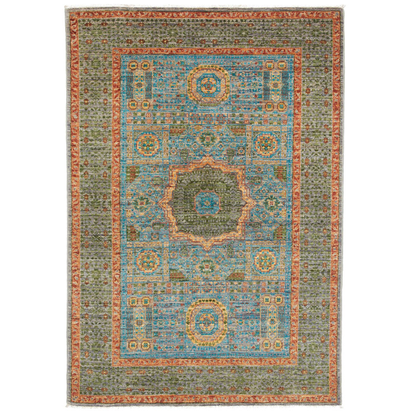 Rug Mamlouk Pakistan 100x146 Sage Green Turquoi