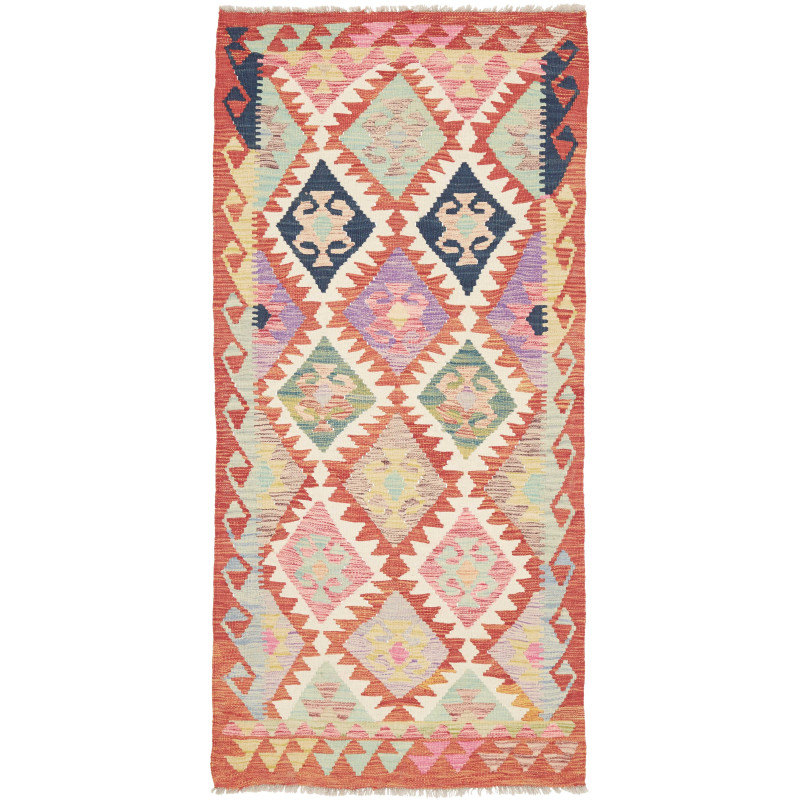 Kilim 95x200 Cm Kilim, Afghanistan, Hand-carded Wool (warp: