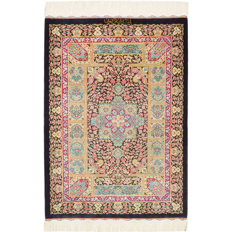 Rug Ghom Silk Persia 61x87 Deep Navy Fuchsia