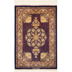 Rug Ghom Silk Persia 61x90 Deep Navy Gold