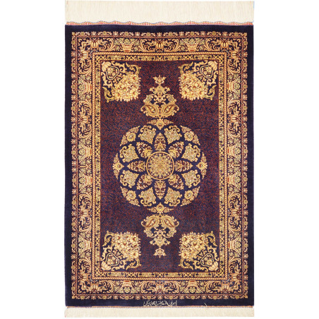 Rug Ghom Silk Persia 61x90 Deep Navy Gold