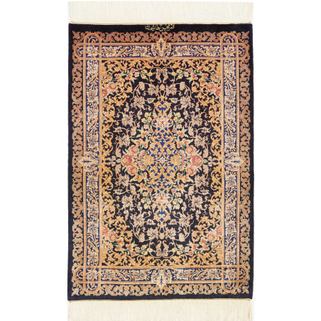 Rug Ghom Silk Persia 60x90 Navy Blue Antique Go