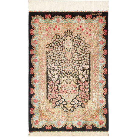 Rug Ghom Silk Persia 60x89 Black Pink
