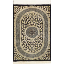 Rug Ghom Silk Persia 61x91 Black Cream