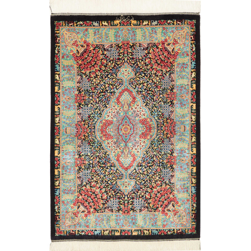 Rug Ghom Silk Persia 61x91 Black Red