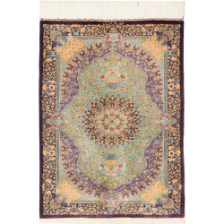 Rug Ghom Silk Persia 60x84 Mint Green Aubergine