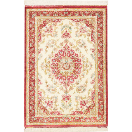 Rug Ghom Silk Persia 60x87 Cream Red