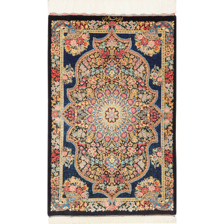 Rug Ghom Silk Persia 58x89 Midnight Blue Gold