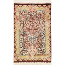 Rug Ghom Silk Persia 60x92 Burgundy Brown Pale