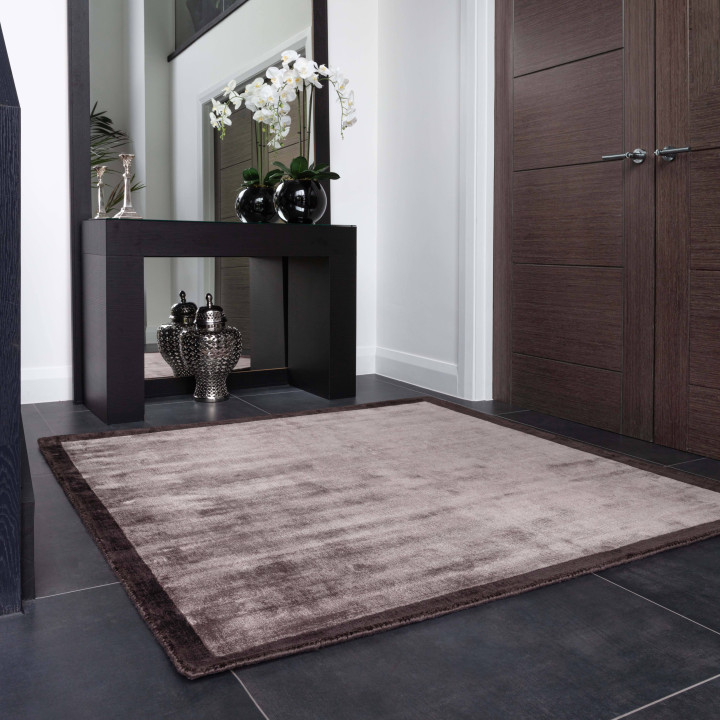 Rug Blade Border geometric dark grey light grey