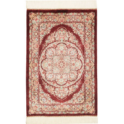 Rug Ghom Silk Persia 61x91 Burgundy Cream