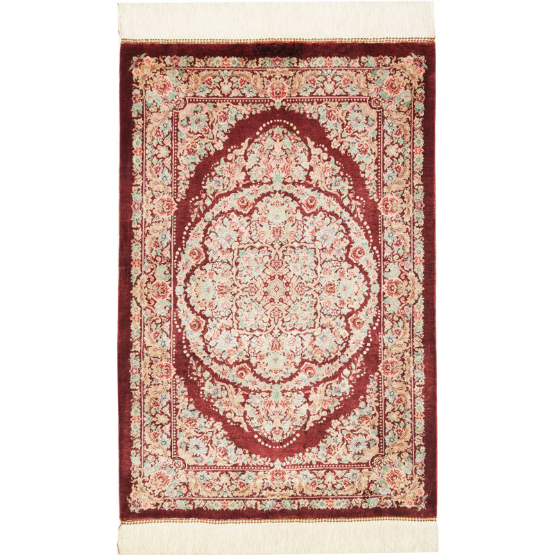 Rug Ghom Silk Persia 61x91 Burgundy Cream