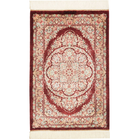 Rug Ghom Silk Persia 61x91 Burgundy Cream