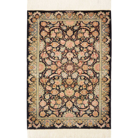 Rug Ghom Silk Persia 60x87 Midnight Blue Peach