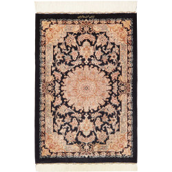 Rug Ghom Silk Persia 62x90 Black Cream