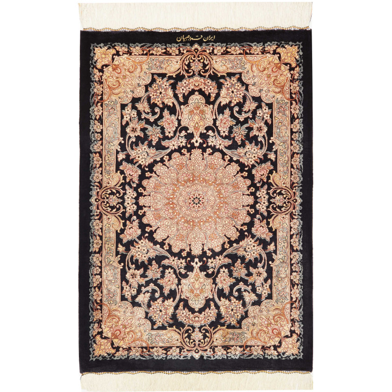Rug Ghom Silk Persia 62x90 Black Cream