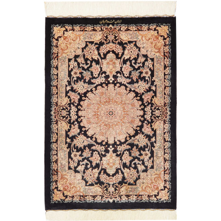 Rug Ghom Silk Persia 62x90 Black Cream