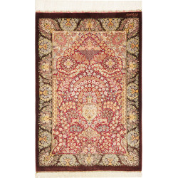 Rug Ghom Silk Persia 63x94 Burgundy Dark Brown