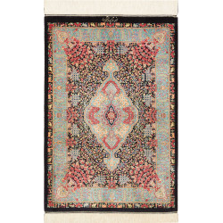 Rug Ghom Silk Persia 63x93 Black Turquoise