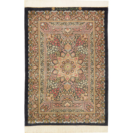 Rug Ghom Silk Persia 62x90 Black Pink