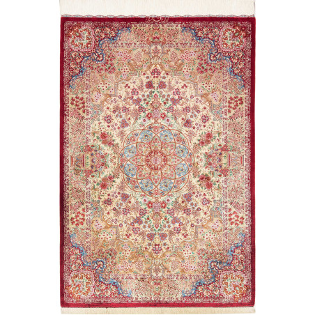 Rug Ghom Silk Persia 81x118 Cream Red
