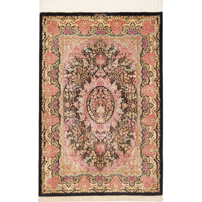 Rug Ghom Silk Persia 79x120 Black Pink