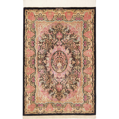 Rug Ghom Silk Persia 79x120 Black Pink