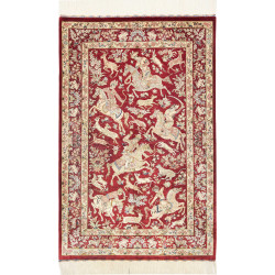 Rug Ghom Silk Persia 80x124 Crimson Red Cream A