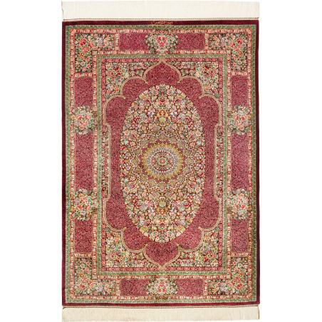 Rug Ghom Silk Persia 81x118 Ruby Red Burgundy