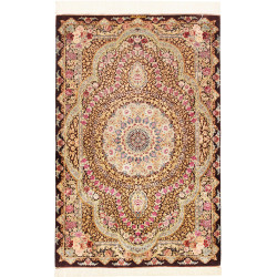 Rug Ghom Silk Persia 79x121 Dark Brown Cream Go