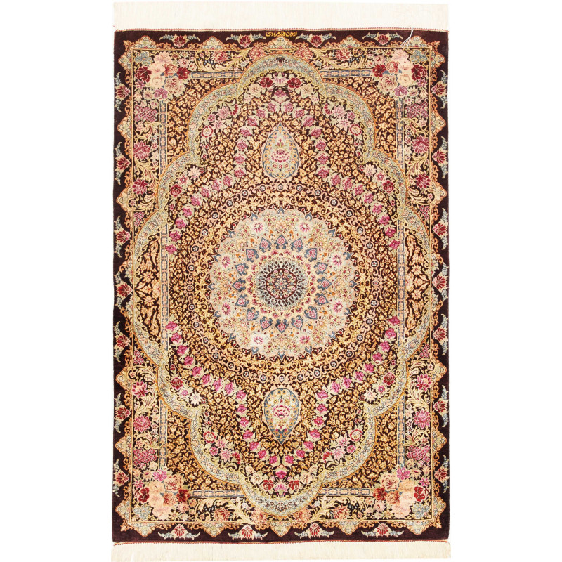 Rug Ghom Silk Persia 79x121 Dark Brown Cream Go
