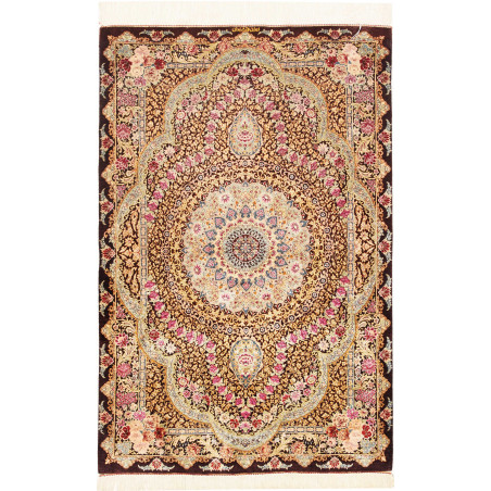 Rug Ghom Silk Persia 79x121 Dark Brown Cream Go