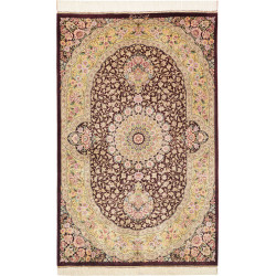 Rug Ghom Silk Persia 79x124 Burgundy Soft Yello