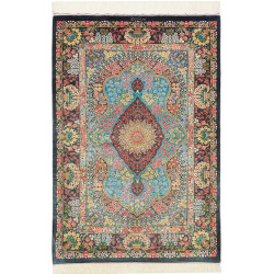 Rug Ghom Silk Persia 78x117 Turquoise Burgundy