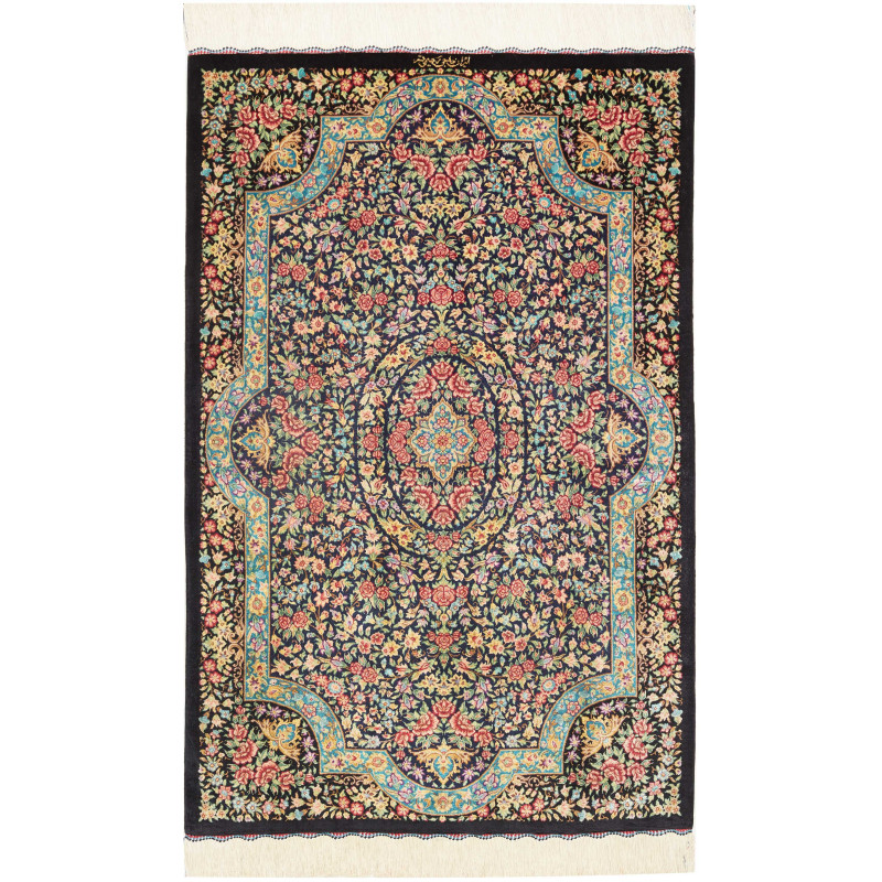 Rug Ghom Silk Persia 78x120 Navy Blue Red