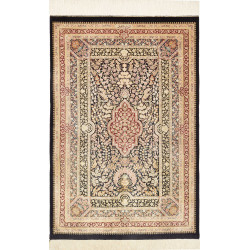 Rug Ghom Silk Persia 79x118 Black Cream
