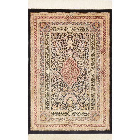 Rug Ghom Silk Persia 79x118 Black Cream