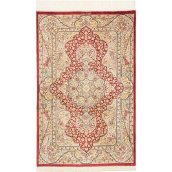 Rug Ghom Silk Persia 74x118 Burgundy Red Cream