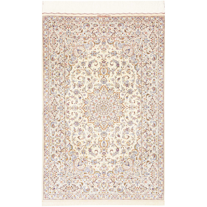 Rug Ghom Silk Persia 99x150 Ivory Blue