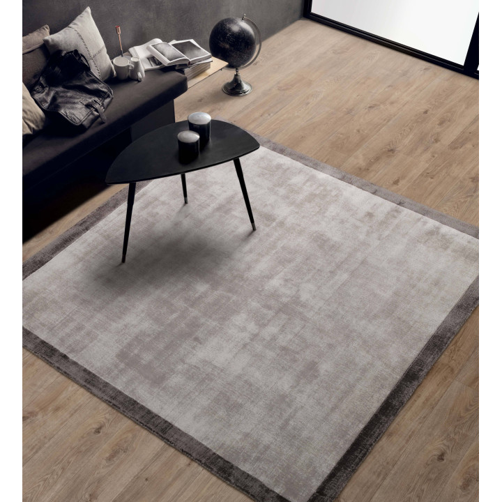 Tappeto Blade Border geometrico grigio e argento